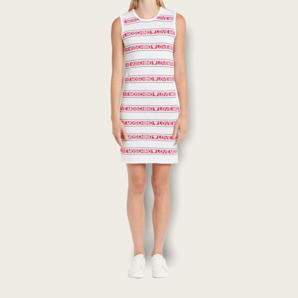 Love Moschino NWT Abito Logo Stripe Sleeveless Dress size 6 - Picture 1 of 15